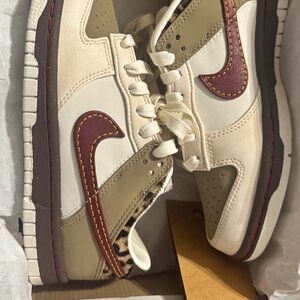 Nike Dunk Low with Burgundy and Cream Highlights